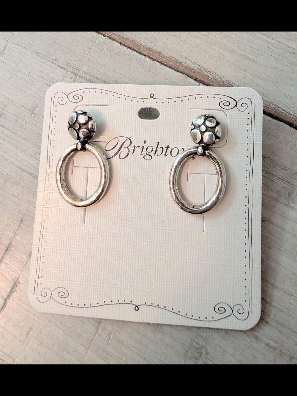 Brighton silver pebble dangle loop earrings